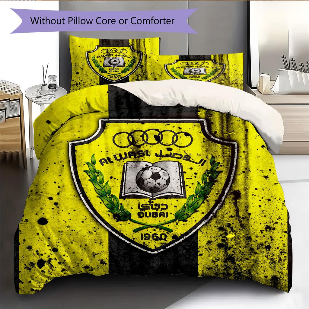 Al Wasl Football Club Pattern Bedding Quilt Set Home Decoration Gift (1 * duvet cover + 2 * pillowcase without core)