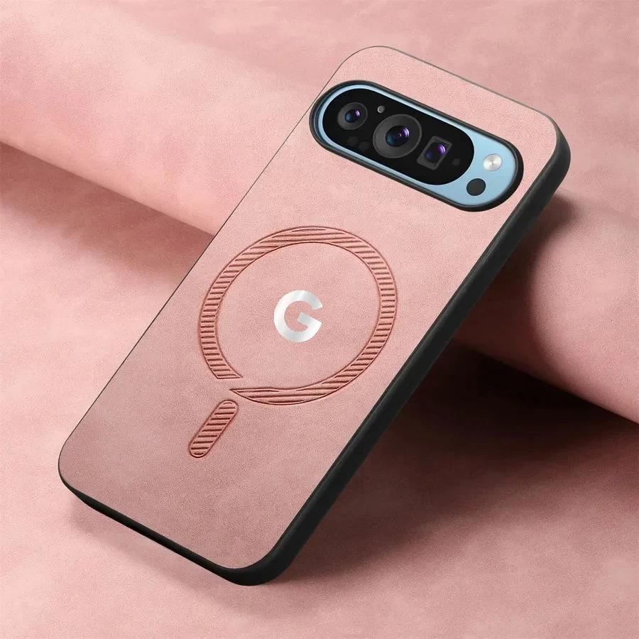 Módní kožené tenké pouzdro šetrné k pokožce pro Google Pixel 10 9 Pro XL 8 7 A Pro Magnetické nabíjení Celobalení Ochranný kryt proti pádu