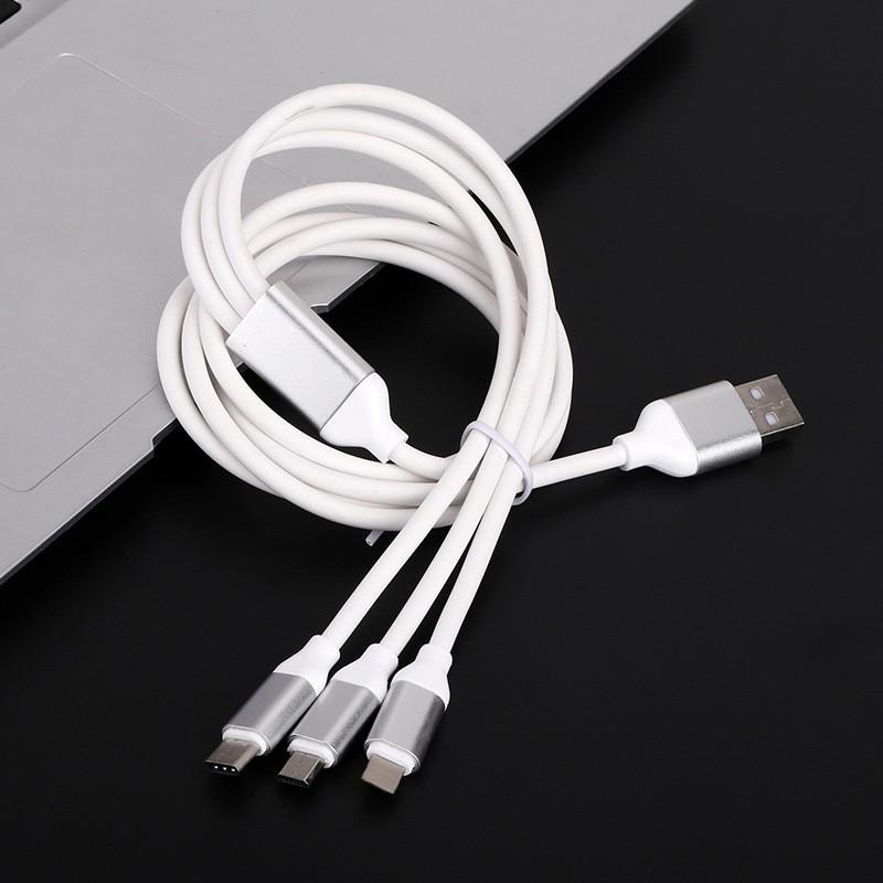 Bouncy 3-in-1 Fast Charging Cable: Compatible with Apple, Huawei, and Android Type-C Devices