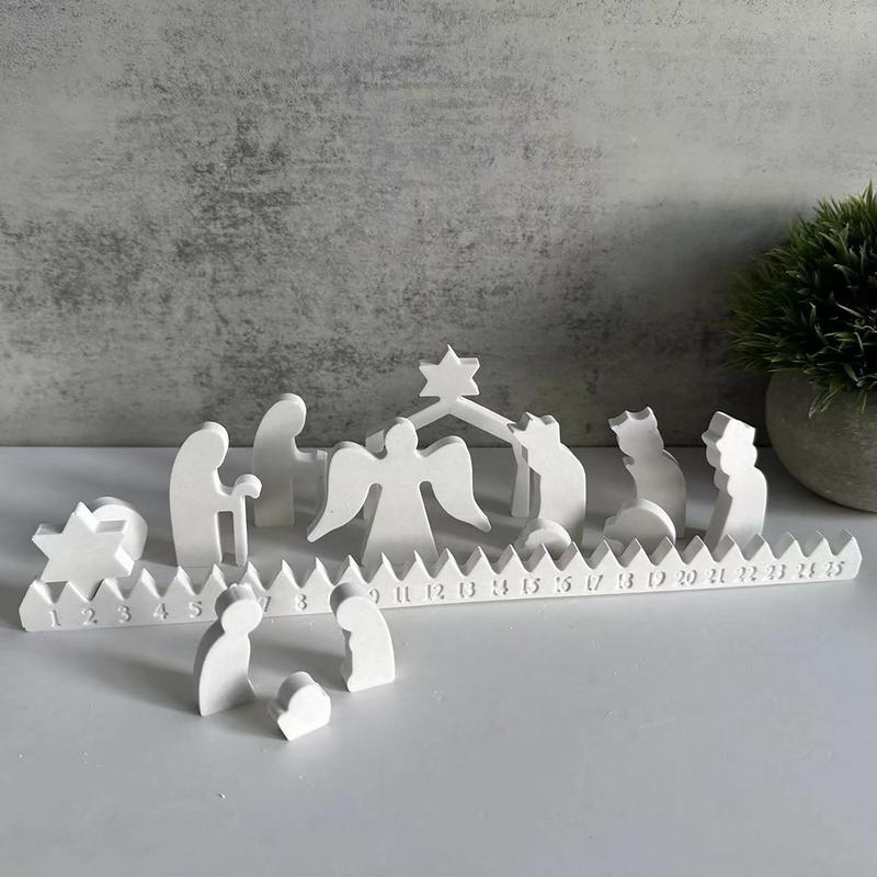 Advent Nativity Scene Silicone Mold Christmas Countdown Advent Calendar Resin Casting Molds Plaster Clay Wax Resin Art Craft