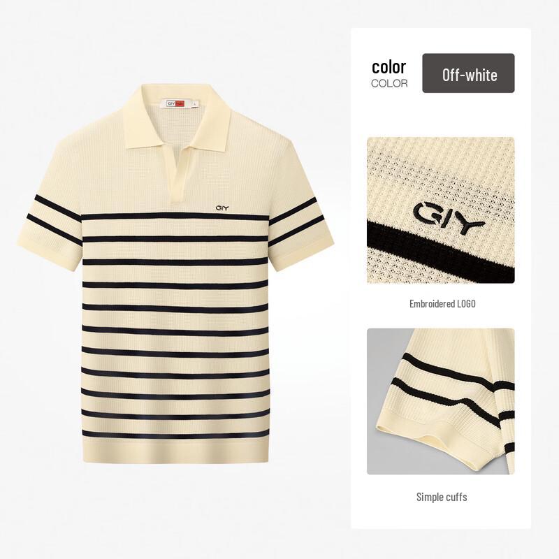 Goldlion GY Herren Poloshirt mit kurzen Ärmeln aus Maulbeerseide-Mischgewebe