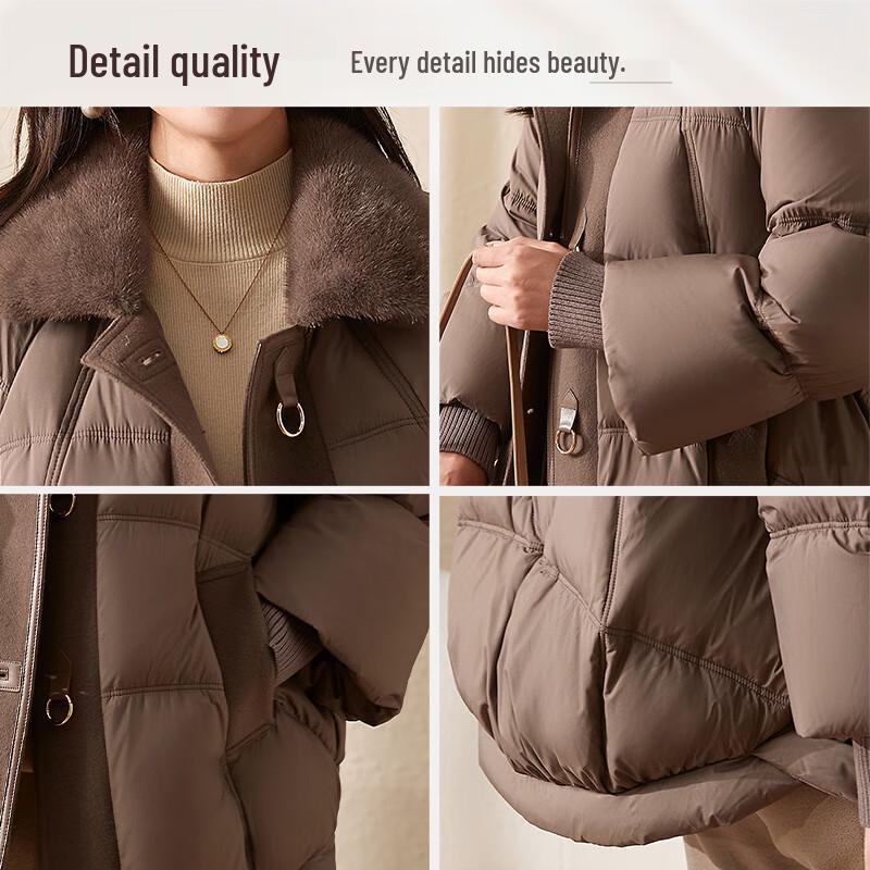 JIANHU Women's Elegant White Duck Down Winter Jacket