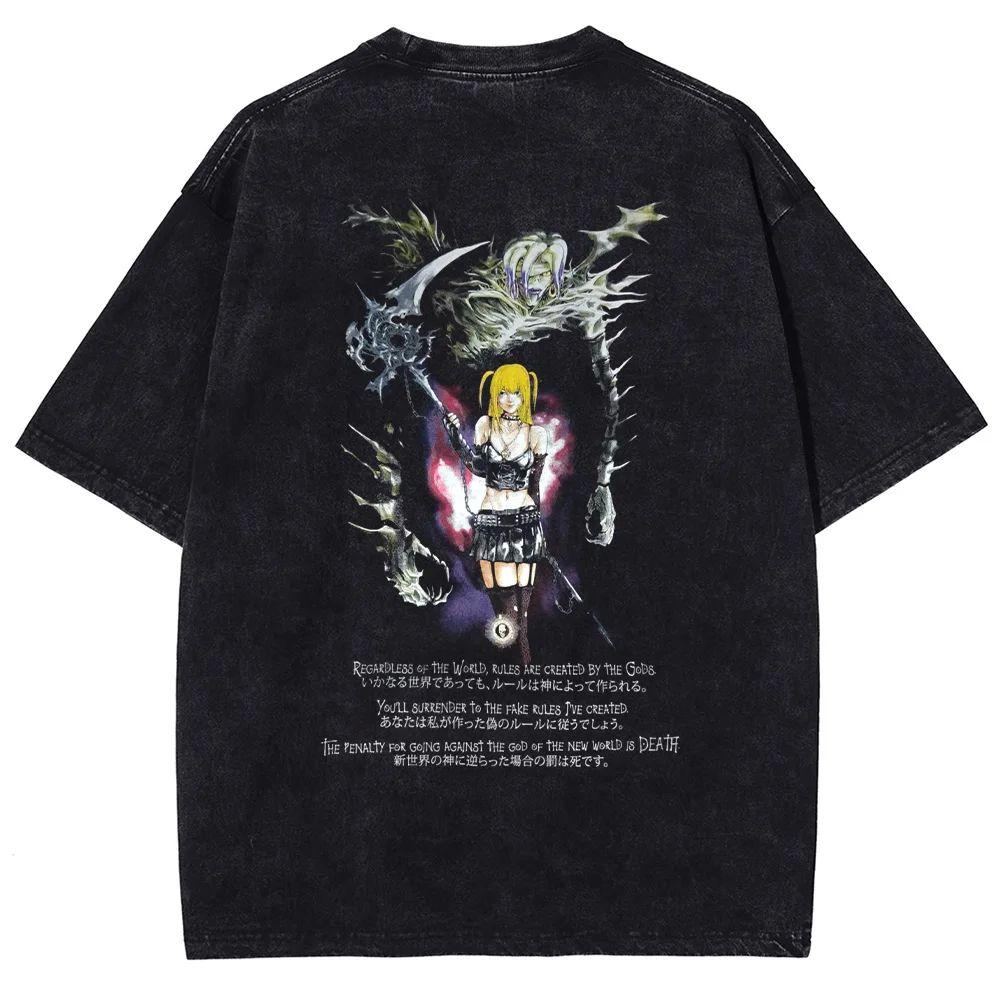 DEATH NOTE MisaMisa Manga T-shirt for Men Women Clothing Vintage Washed Oversized T Shirt Pure Cotton Short Sleeve Casual Tees