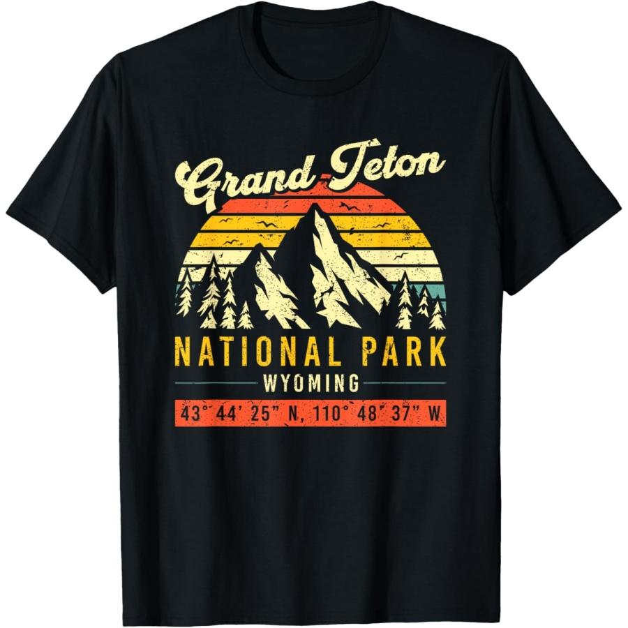 Grand Teton Wyoming Vintage Retro National Park T-Shirt XXXXXL чёрный