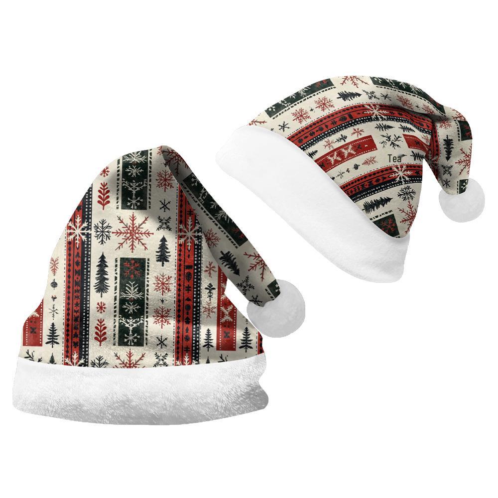 2024 Czapka Mikołaja z dwustronnego polaru z dodatkowym aksamitem dla dorosłych i dzieci z nadrukiem na zamówienie