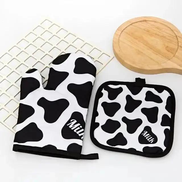 Microwave Gloves Kitchen Gloves Insulation Leopard Pattern Pad Cooking Baking BBQ Oven Potholders Oven Mitts Pad