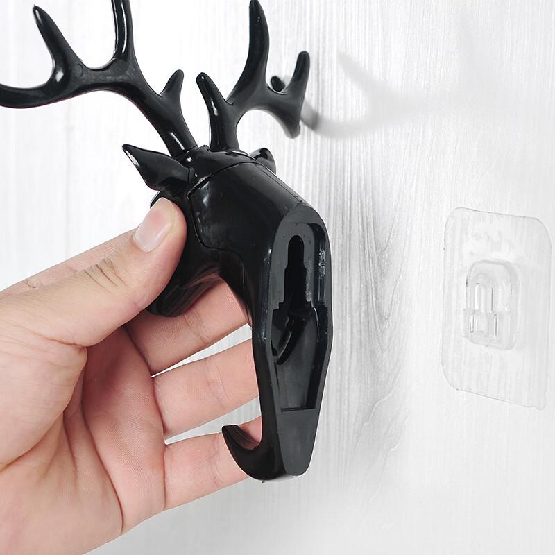 ZNMWT Deer Head Antler Decorative Adhesive Wall Hooks