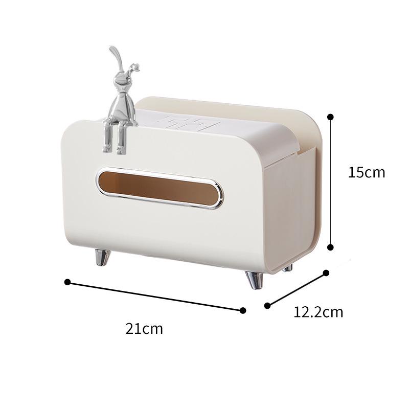 Cream Style Multifunctional Tissue Box with Remote Holder for Living Room