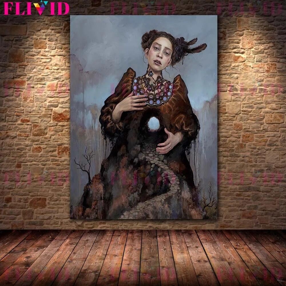 Butterfly Fairy,Mermaid Lady,Chessboard Queen Wall Art Canvas Painting Thorn Witch Surreal Art Poster And Print Home Decoration No Frame