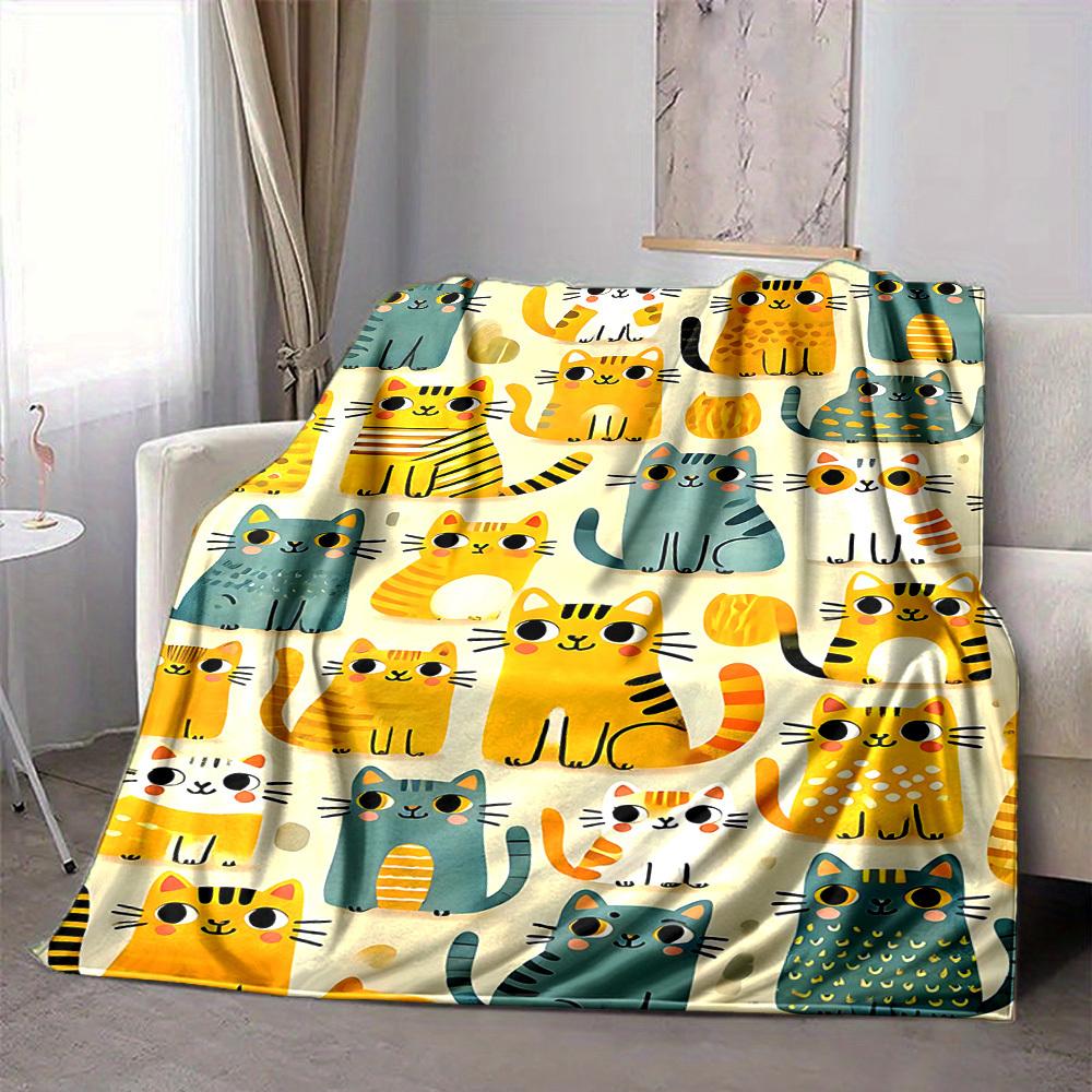 1pc Cat Pattern Blanket, Lightweight Flannel Throw Blanket for Sofa, Bed, Travel, Camping, Living Room, Office, Couch, Chair, and Bed