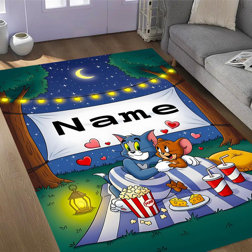 Looney Rabbits Urban Vibes Customized Name Area Rug Perfect for Living Rooms Bedrooms Hallway Entryway Anti-slip Rug Anime Office Decor