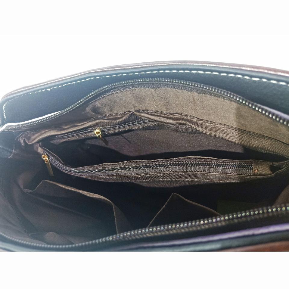 High First Layer Cowhide Women'S Handbag Color Matching Retro Shoulder Oblique Span Bag