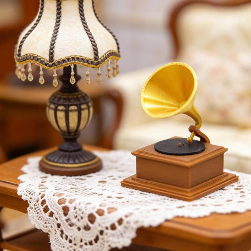 Retro Miniature Record Player Dollhouses Model for Retro Record Player Artistic Detail
