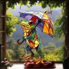 Colorful Frog Acrylic Suncatcher Umbrella Frog/Three Frogs On Branch Stained Glass Window Hanging Ornament for Indoor Outdoor Garden Housewarming