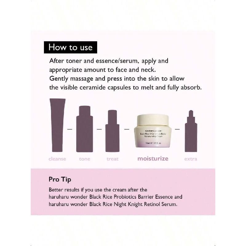 HaruHaru Wonder Black Rice 5 Ceramide Barrier Moisturizing Cream, Daily Skin Barrier Care, Long-Lasting Hydration, Soothing & Nourishing,  50ml