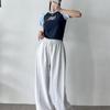 New Arrivals Open Run Women Crop Raglan ShorT Sleeve T shirT Two Tone Round Neck
