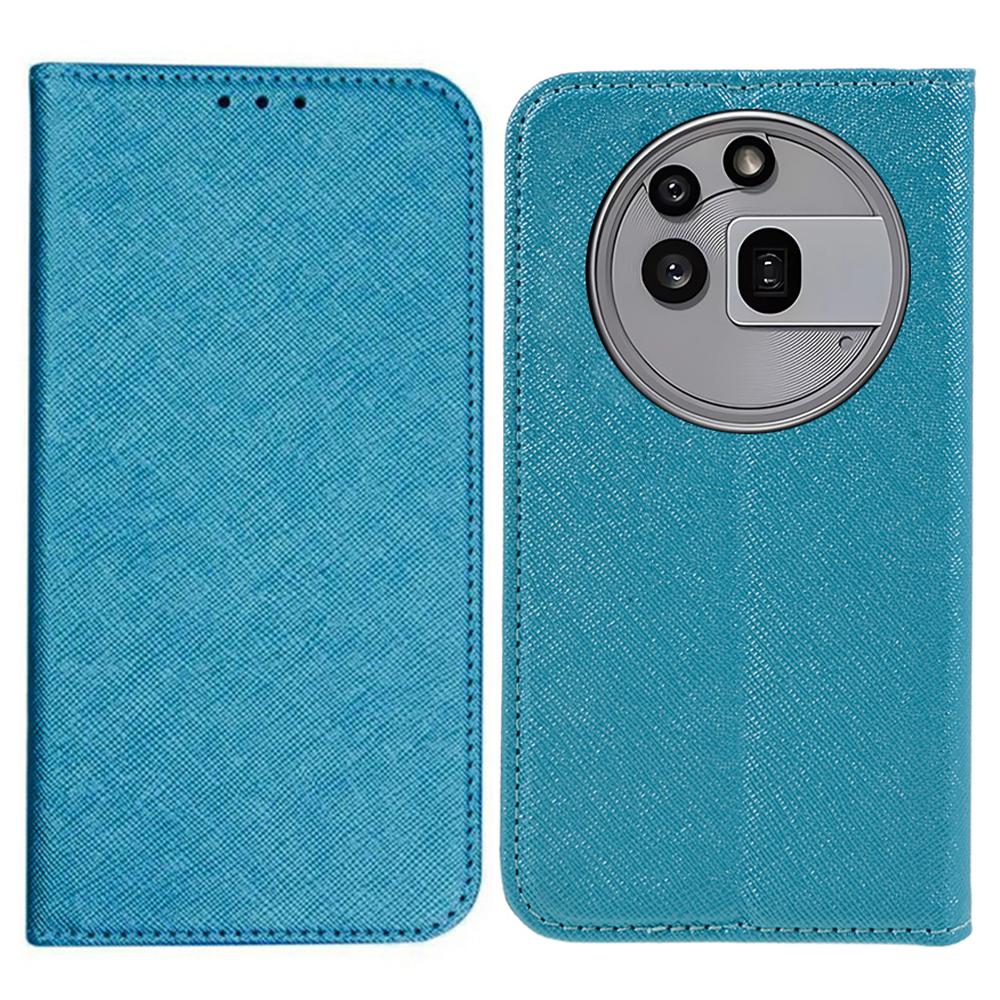 

For Nothing Phone (3a) Pro Case Cross Texture Leather Phone Cover Hidden Magnetic Sky Blue