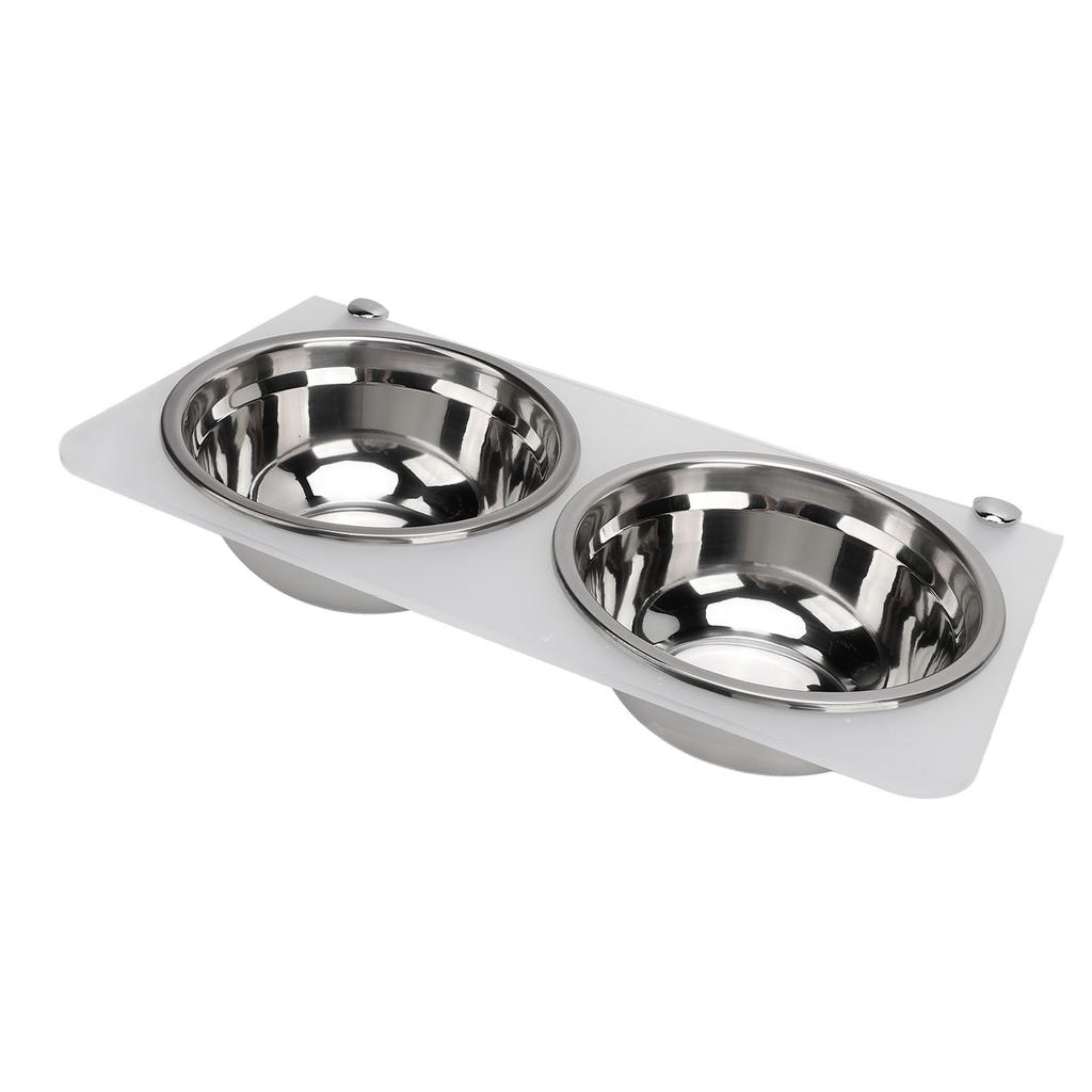 0.8L Wall Mounted Dog Feeder Stainless Steel Raised Dog Food Water Bowls Elevated Hanging Puppy