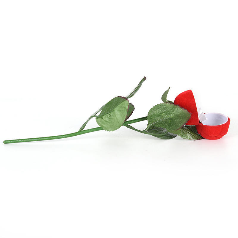 Pop 1Pc Red Rose Flower Velvet Jewelry Storage Box Engagement Ring Box