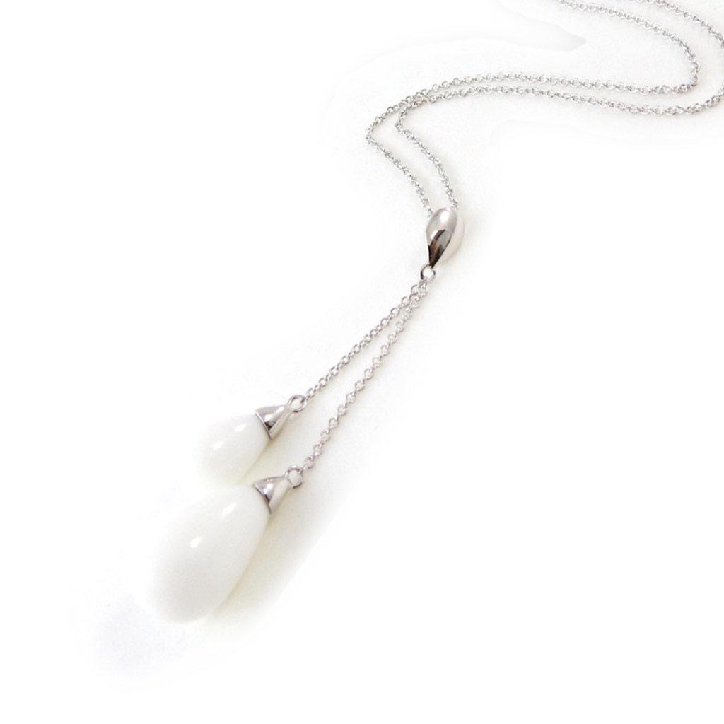 Les Trésors De Lily [I9894] - White 'Eva' Silver Necklace