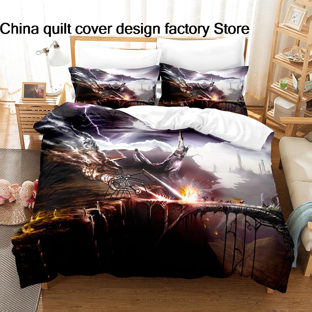 3D Print Terror of Orion Space Monster Bedding Set 3Pcs Sci Fi Alien Duvet Cover Set with Pillowcases for Men Bedroom Decor
