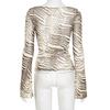 Zebra Printed Mesh Sheer Sexy Shirts & Blouses Long Sleeve Tops Fashion 2025 Fall Clothes for Woman