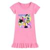 M1232 Kids Girls Kpop Rumi Zoey Mira Print Short Sleeves Ruffle Dress