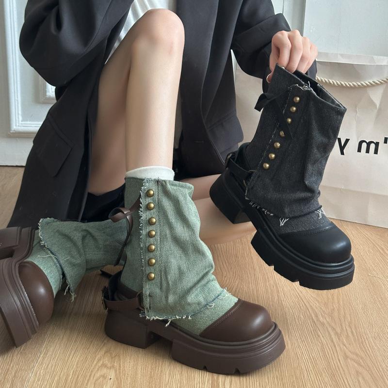 British style trousers Martin boots women's autumn 2025 new popular fried street thick-soled thin western cowboy short boots
