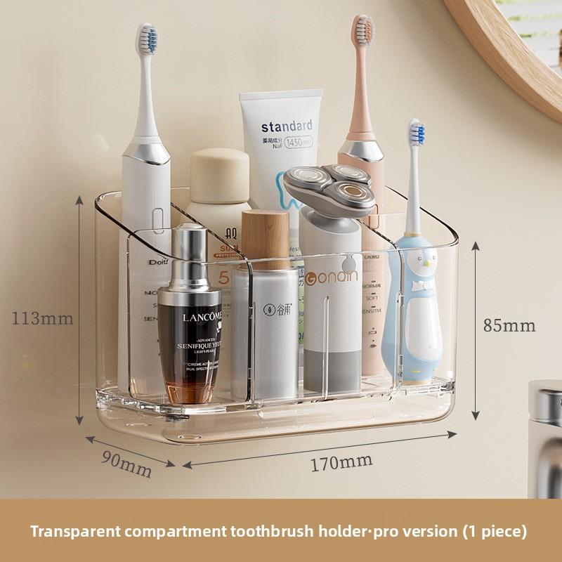 Electric Toothbrush Storage Rack, Wall-mounted Bathroom Toothpaste and Toothbrush Storage Rack Without Drilling