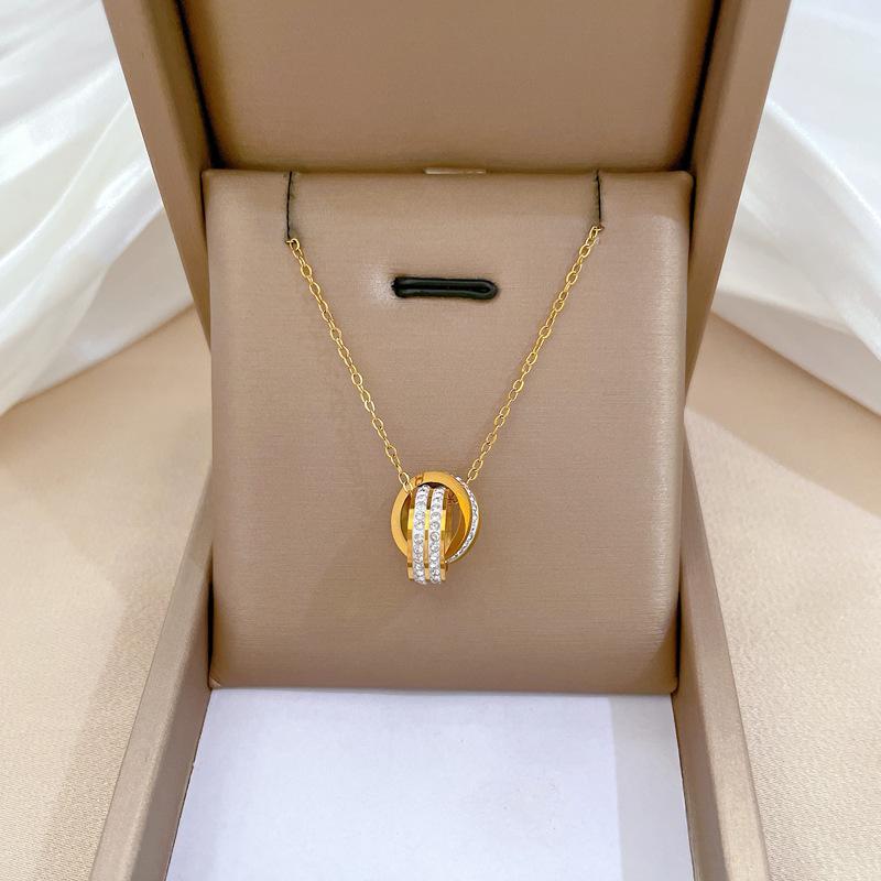 Geometric Planet Personality Minimalist Wind Furnace Real Gold Necklace Female Collarbone Chain