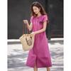 Demana 'Little Rose' Summer Cotton Round Neck Short Sleeve Midi Dress