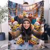GruMinion Pilot Team Cute Cartoon Print Flannel Blanket for Adult Quality Soft Warm Universal Blanket for Travel Picnic Home