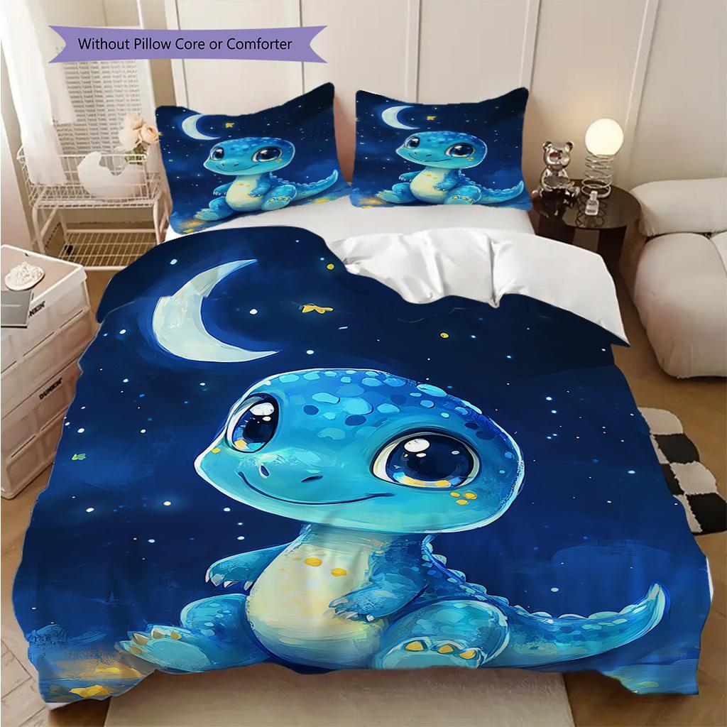 Dinosaurier-Muster Bettwäsche Steppdecke Set Bettbezug Kissenbezug Heimdekoration Geburtstagsgeschenk (1 Bettbezug + 2 Kissenbezüge, ohne Füllung)