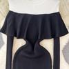 Women Chic Elegant Solid O Neck Long Sleeve Ruffle Patchwork Bodycon Dress Sexy Fashion Knit Elastic Slim Hip Wrap Dress