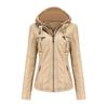 2026 European American Women's Removable Hooded PU Leather Jacket Two-Piece Set Plus Size Water Wash Faux Leather Coat Spring Autumn Outerwear
