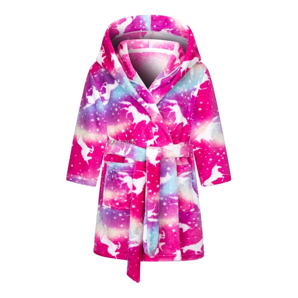 Winter Blue Bathrobe for Boys Girls Kids Sleepwear Children Bath Robe Pajamas Teenages Flannel Loungewear