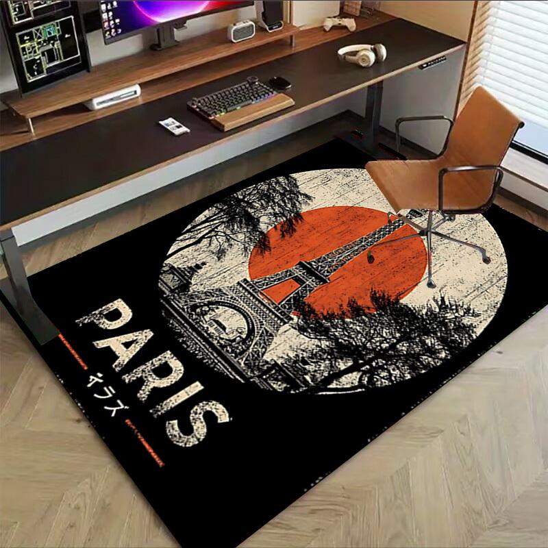 1pc Paris Eiffel Tower Home Office, Durable Polyester Floor Mat with Easy, Office Decor, Urban Style, Nonslip Backing