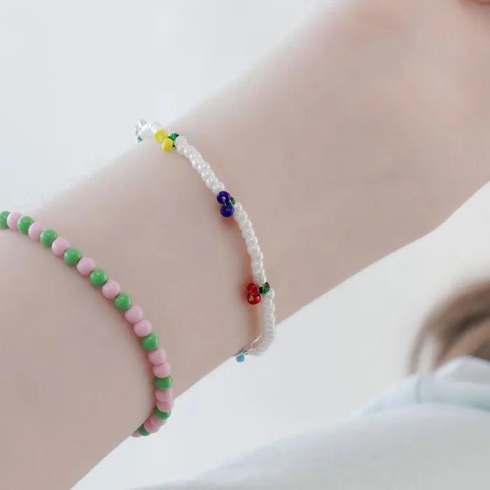 Cherry Festival Cute Beads Bracelet Mini Smile Charm Cute Cherry Beads Bracelet