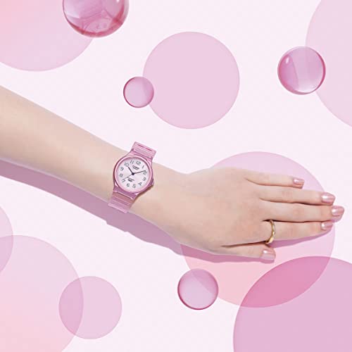 Casio Casio Standard Tani Casio Pop Damski Kwarcowy Zegarek Analogowy, 3-wskazówkowy Żywica Różowy Szkielet MQ-24S-4B [Import Równoległy]