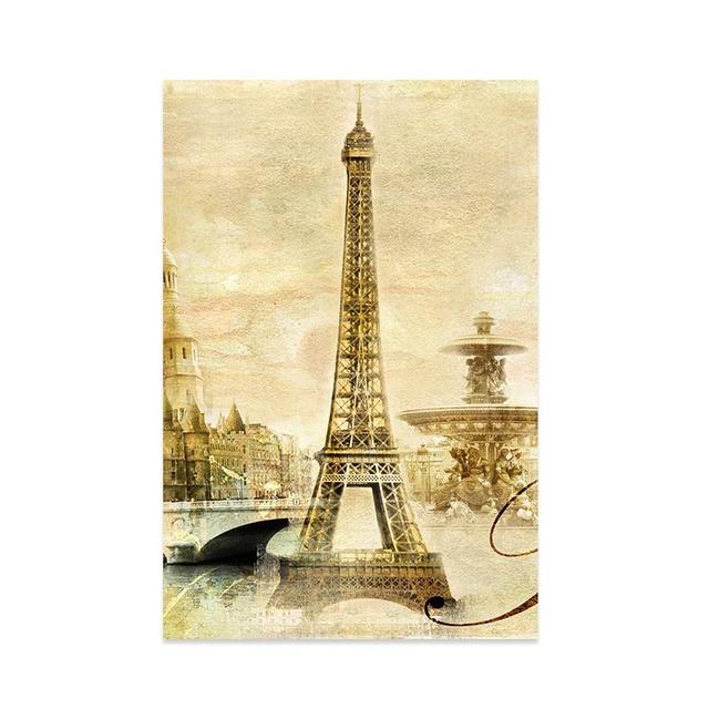 Retro Europeisk Stil Bygning Paris Tårn Slott Oljemaleri Hjemmedekorasjon Maleri Hengende Maleri Lerret Veggkunst Bilder