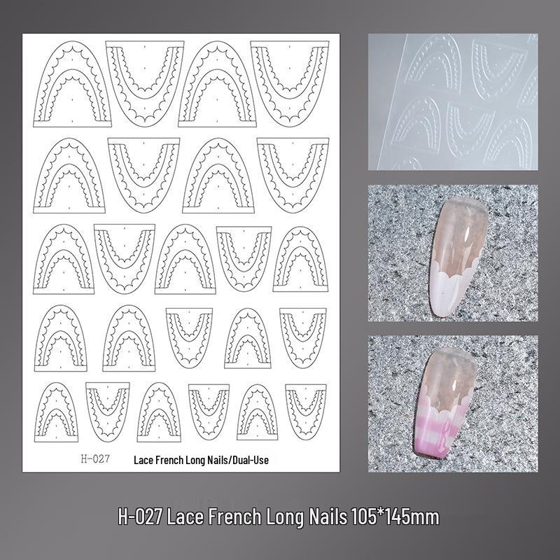 Autocollants de Positionnement Nail Art à Carreaux et Dentelle - Gabarits Français Multi-Largeurs pour Décoration d'Ongles DIY
