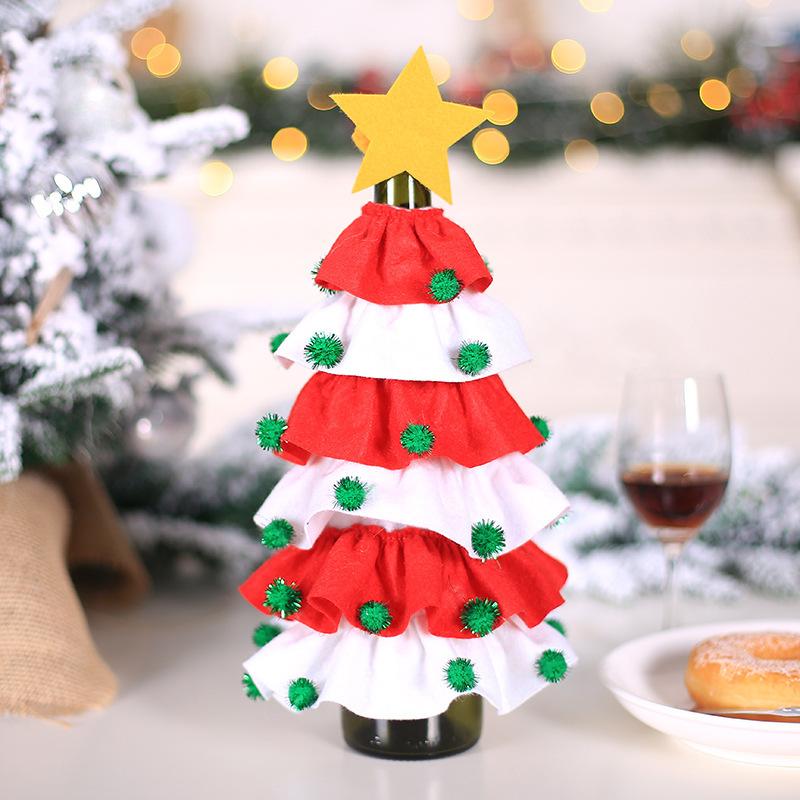 2pcs Christmas Decorations Christmas Tree Sticky Ball Five-star Red Wine Bottle Set Restaurant Hotel Decoration Props