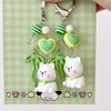 Cute Puppy Dog Beaded Keychain Pendant Bow Heart Charm Lanyard Phone Chain Lovely Animal Backpack Girl Bag Ornaments Couple Gift