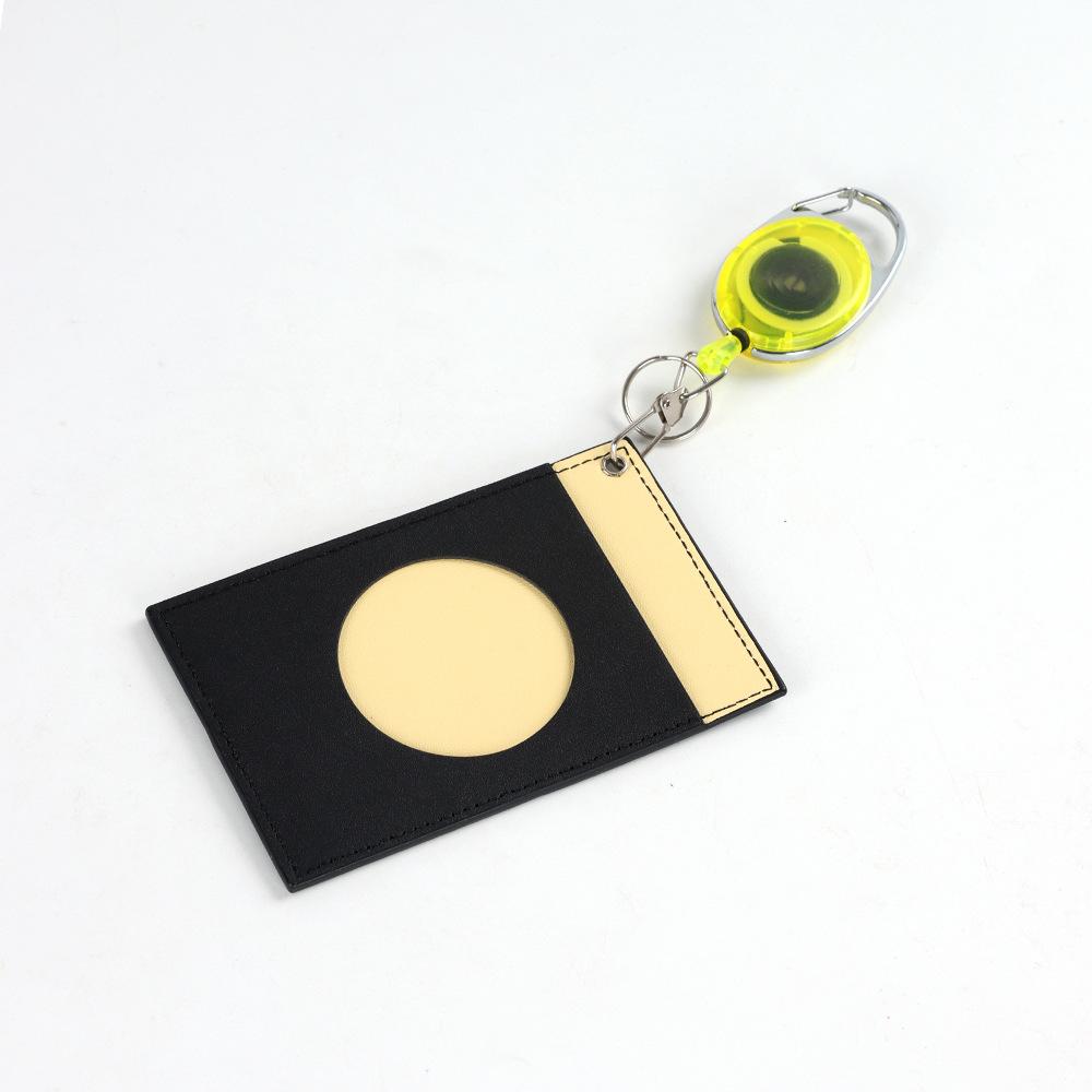 

Pu Leather Style Retractable ID Badge Card Holder Cover Convenient Pull Clip Card Case for Work Office жовтий