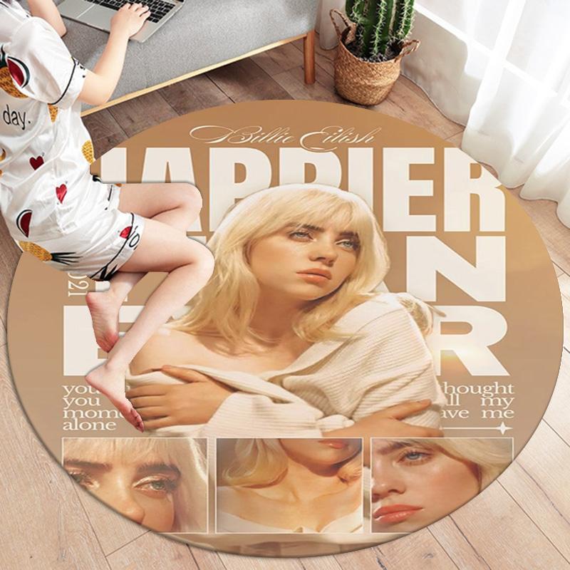 Billie Eilish Round Area Rug,Carpet Rug for Living Room Bedroom Sofa Playroom Decor,Non-slip Floor Mat