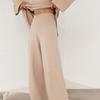 GMXIA Women's Half Turtleneck Sweater Set Irregular Bevelled Sweater + Knitted Wide Leg Pants Two Piece Set