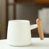 Wooden Handle Ceramic Cup Gift Box Set, Simple Water Cup Creative Mug, Milk Tea Cup With Lid Customization
