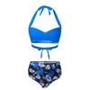 Women Vintage Swimsuit Two Piece Retro  Ruched High Waist Print Bikini Set