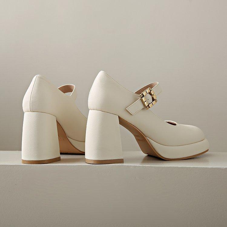 8CM Mary Jane shoes high heels fairy temperament fairy style 2025 new spring commuting thick heel French evening style single shoes