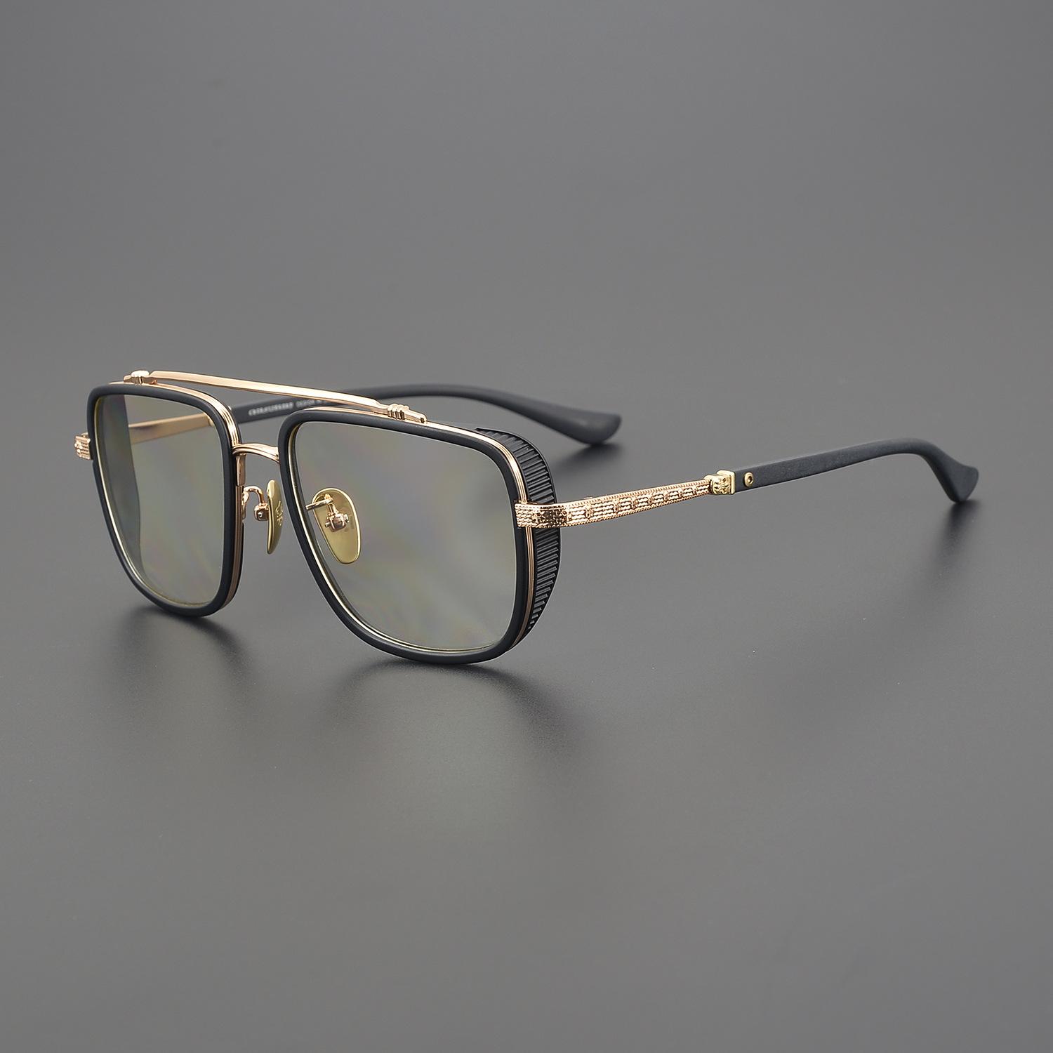 

Shenzhen Glasses Frame Male And Female Tide Personality Double Beam Big Face Large Frame Titanium Frame Myopia Glasses Frame Ch8072 56-20-148